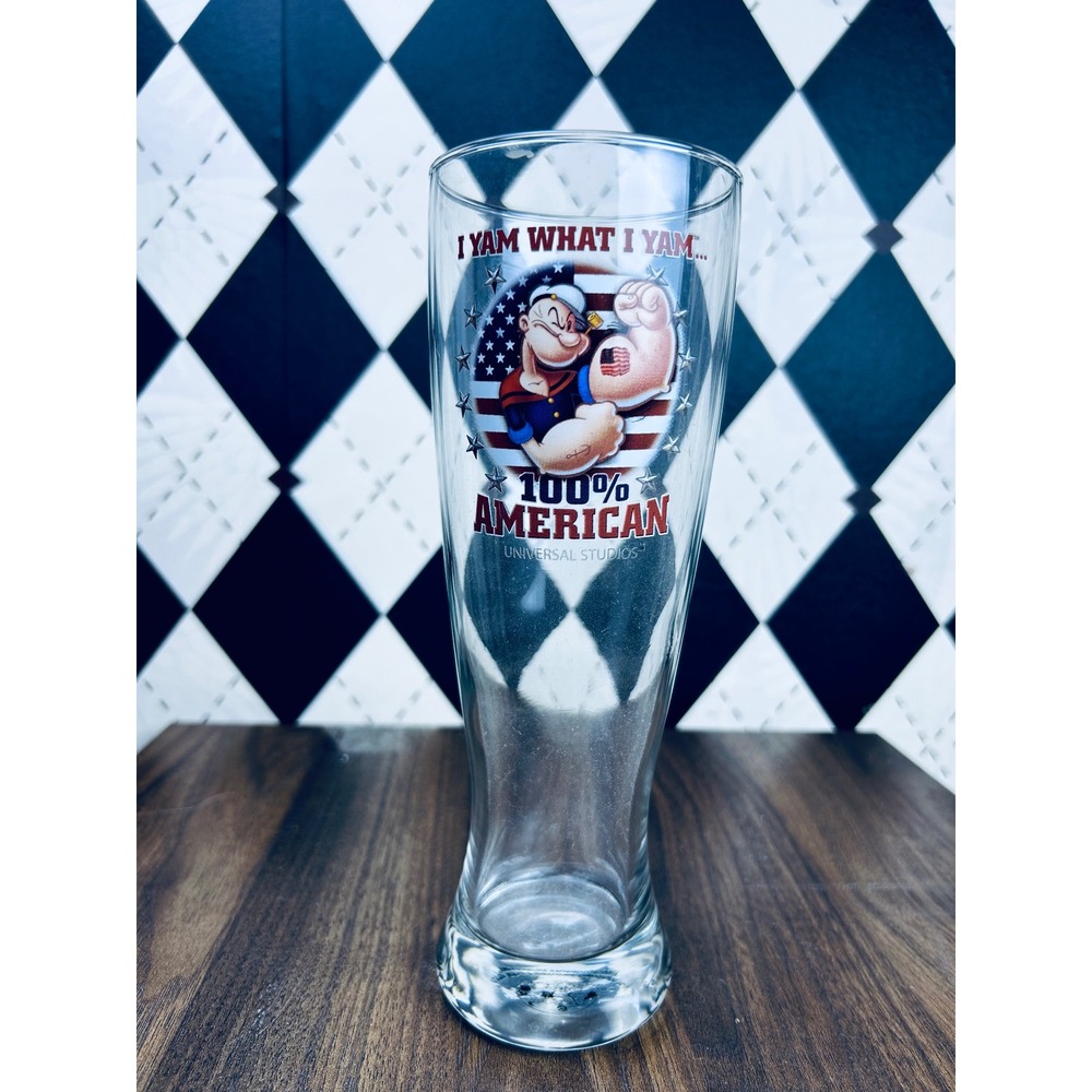 Popeye Beer Glass I Yam‎ What I Yam 100 Percent American Barware